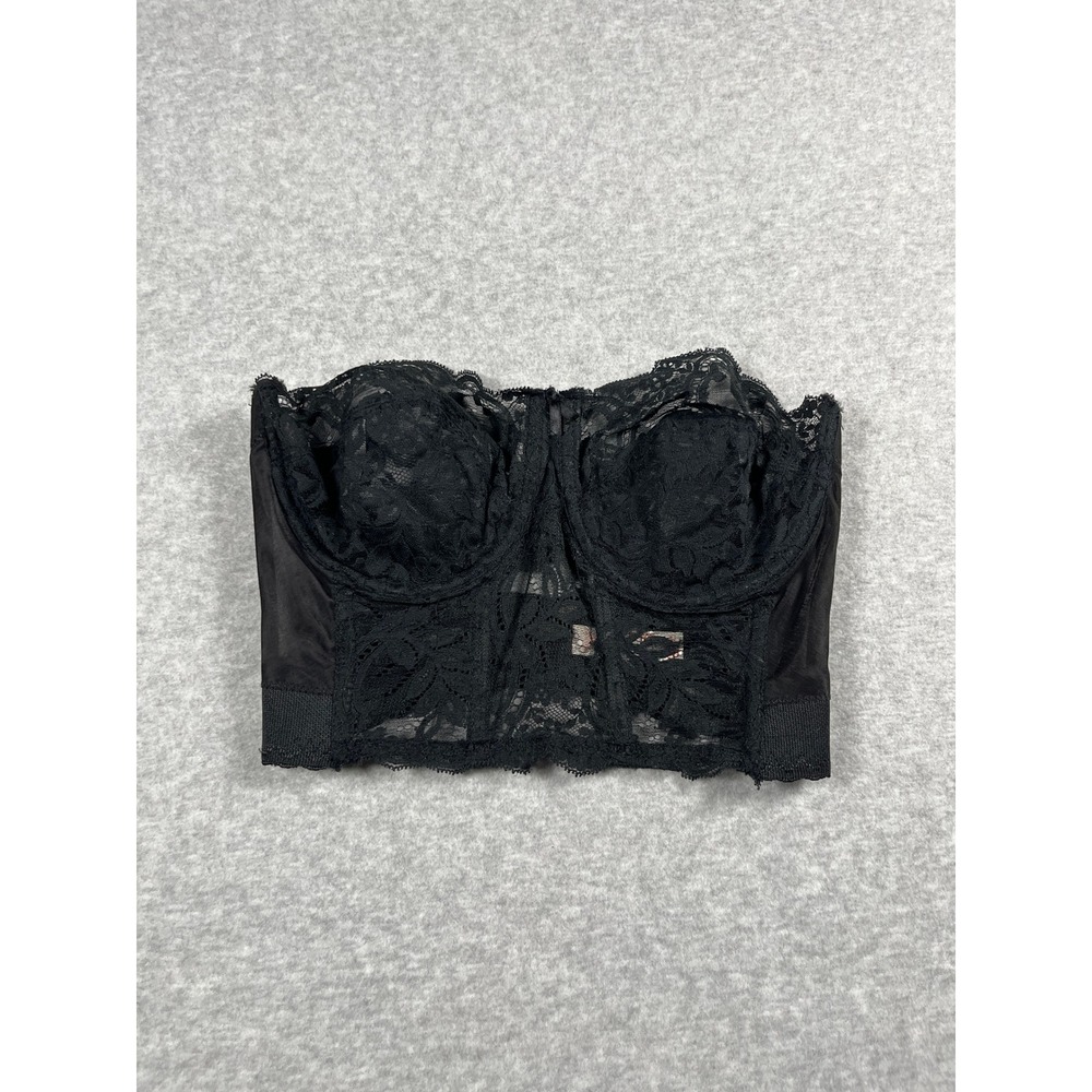 VTG Fleur de Lace Bustier Women 34D Black Corset Top Goth Romantic Feminine